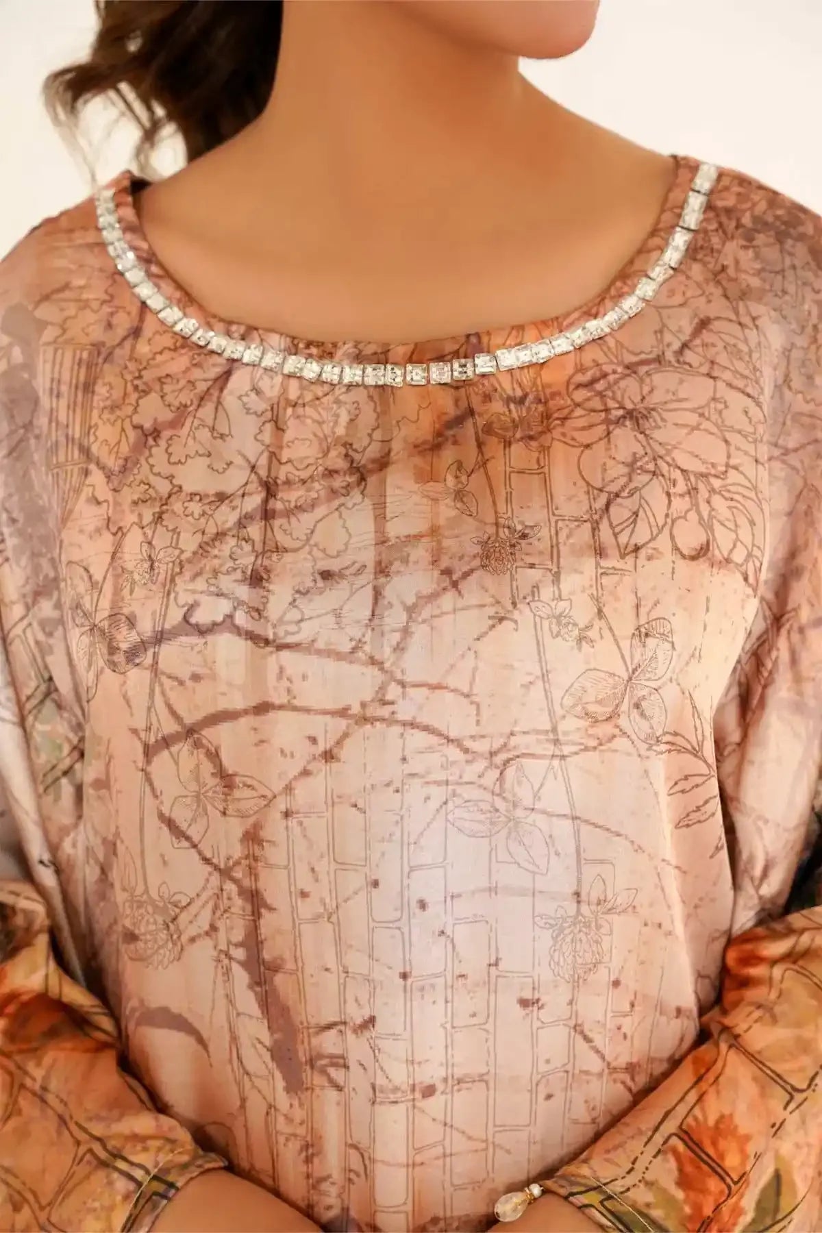 Mixed Print Silk Kaftan